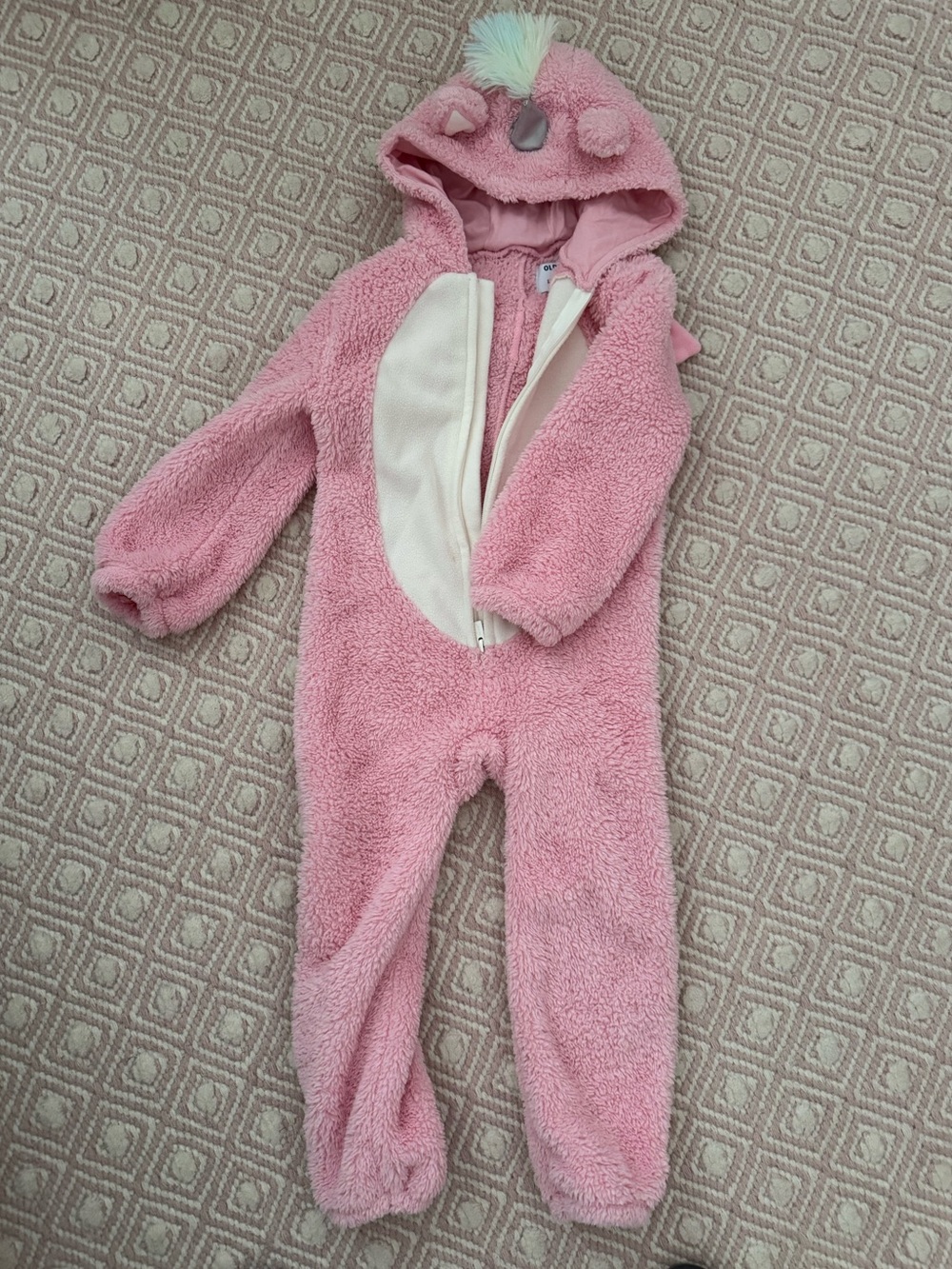 Kids Plush Pink Hooded unicorn One-piece - GUC - Old Navy - size 4T